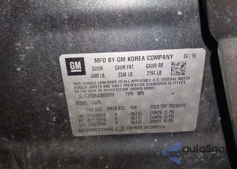 2016 Buick Encore Sport Touring из США, поврежденный, VIN KL4CJ2SM4GB682976